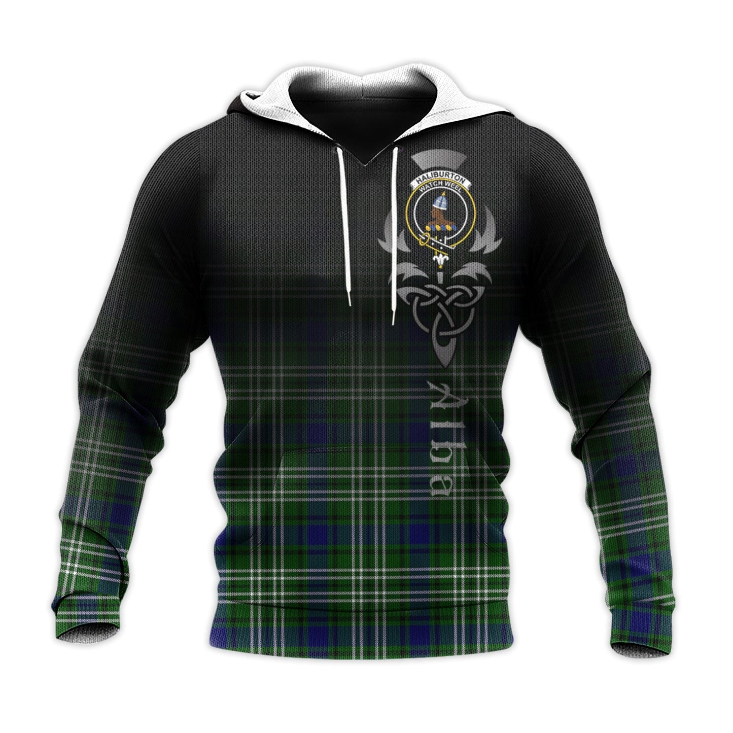 Printivon Haliburton Tartan Crest Alba Celtic Hoodie