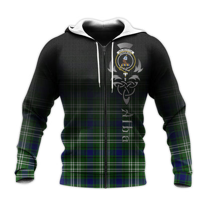 Printivon Haliburton Tartan Crest Alba Celtic Hoodie