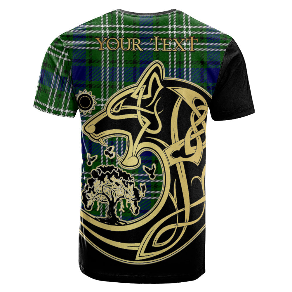 Printivon Haliburton Crest Celtic Wolf Tartan T Shirt Custom Your Text