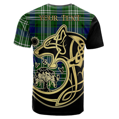 Printivon Haliburton Crest Celtic Wolf Tartan T Shirt Custom Your Text