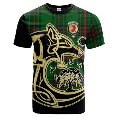 Printivon Halkerston Crest Celtic Wolf Tartan T Shirt Custom Your Text