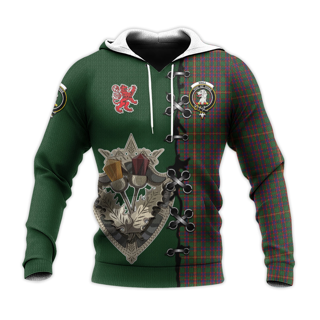 Printivon Hall Tartan Hoodie Lion Rampant And Celtic Thistle Style