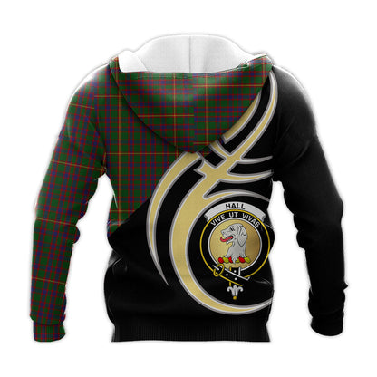 Printivon Hall Clan Believe In Me Crest Tartan Knitted Hoodie Custom Your Text