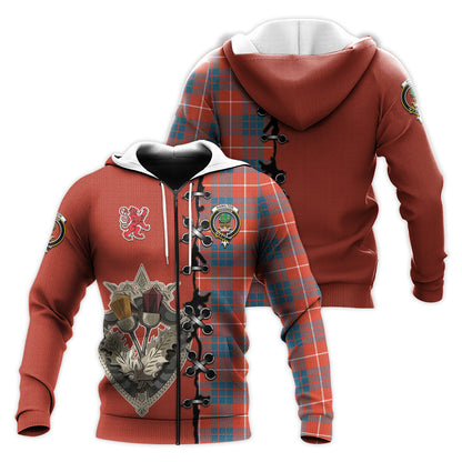 Printivon Hamilton Ancient Tartan Hoodie Lion Rampant And Celtic Thistle Style