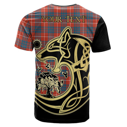 Printivon Hamilton Ancient Crest Celtic Wolf Tartan T Shirt Custom Your Text
