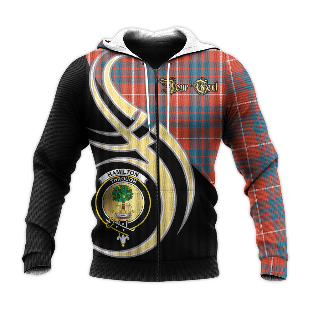 Printivon Hamilton Ancient Clan Believe In Me Crest Tartan Knitted Hoodie Custom Your Text
