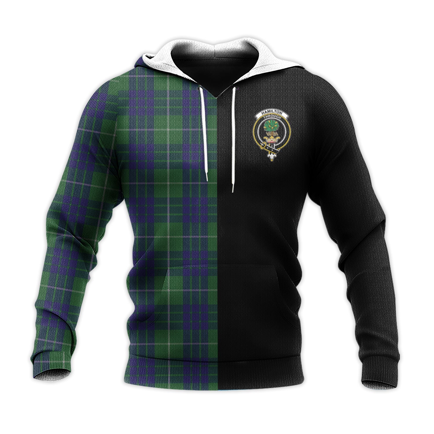 Printivon Hamilton Green Hunting Tartan Personalize Half Hoodie