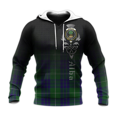 Printivon Hamilton Green Hunting Tartan Crest Alba Celtic Hoodie