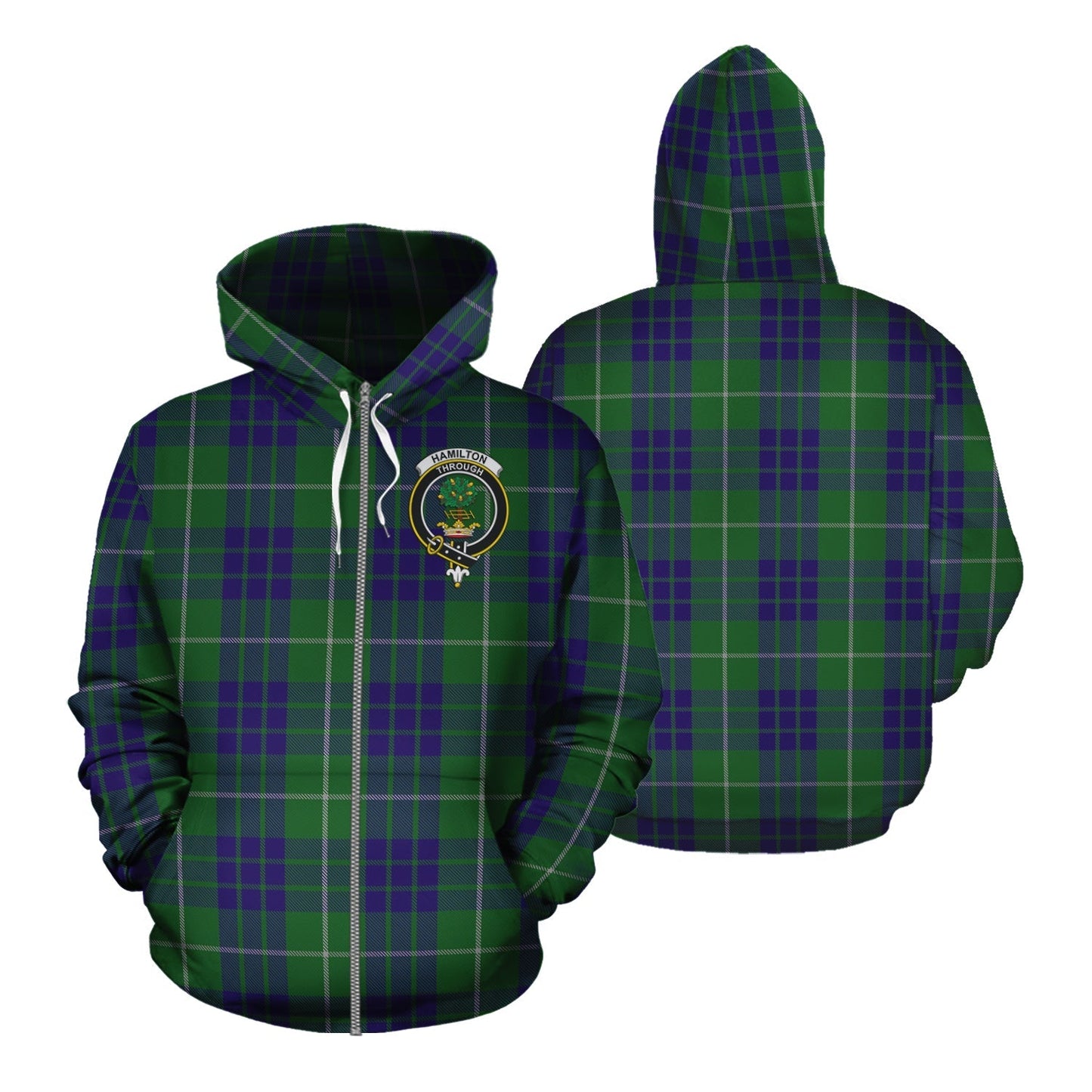 Printivon Hamilton Green Hunting Tartan Hoodie