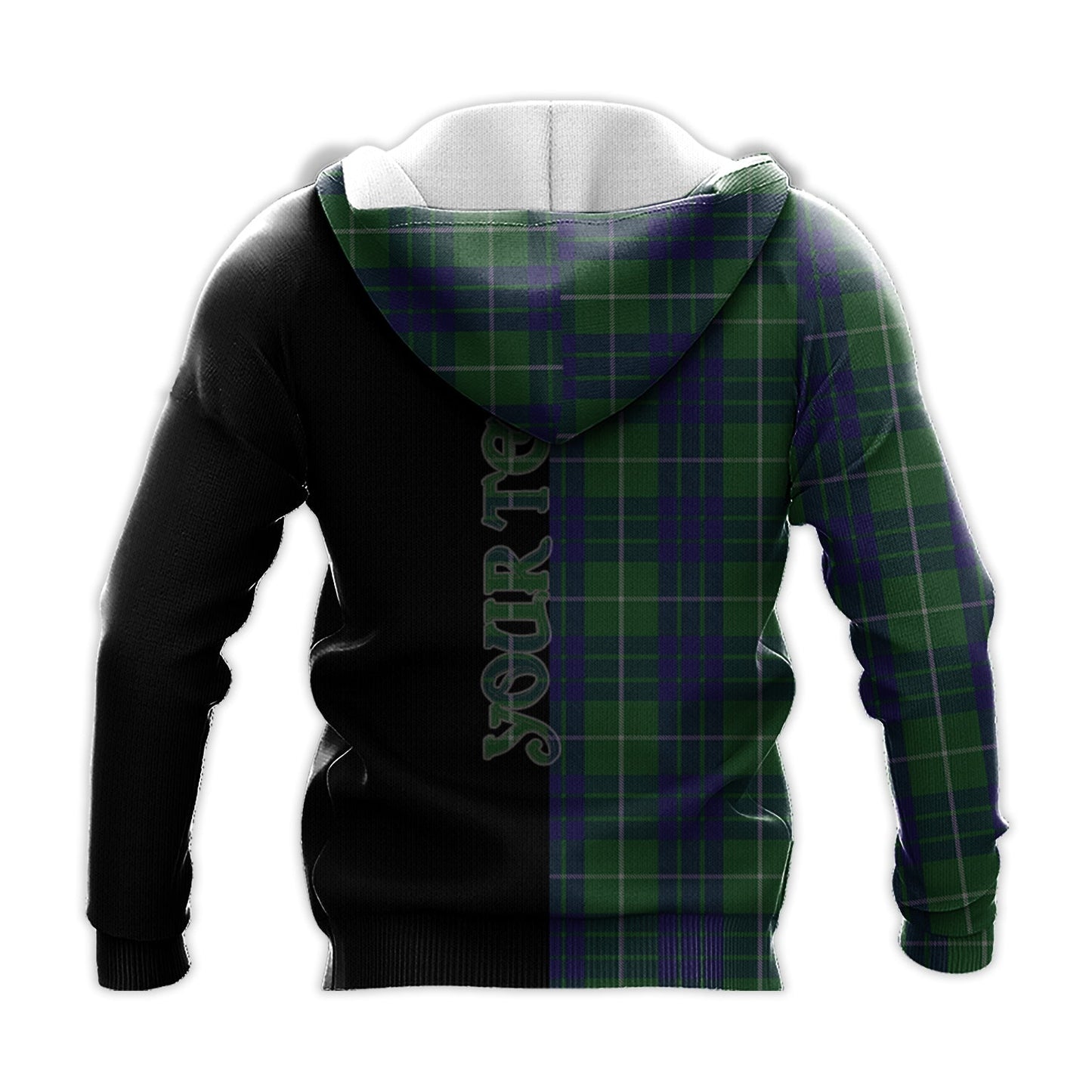 Printivon Hamilton Green Hunting Tartan Personalize Half Hoodie