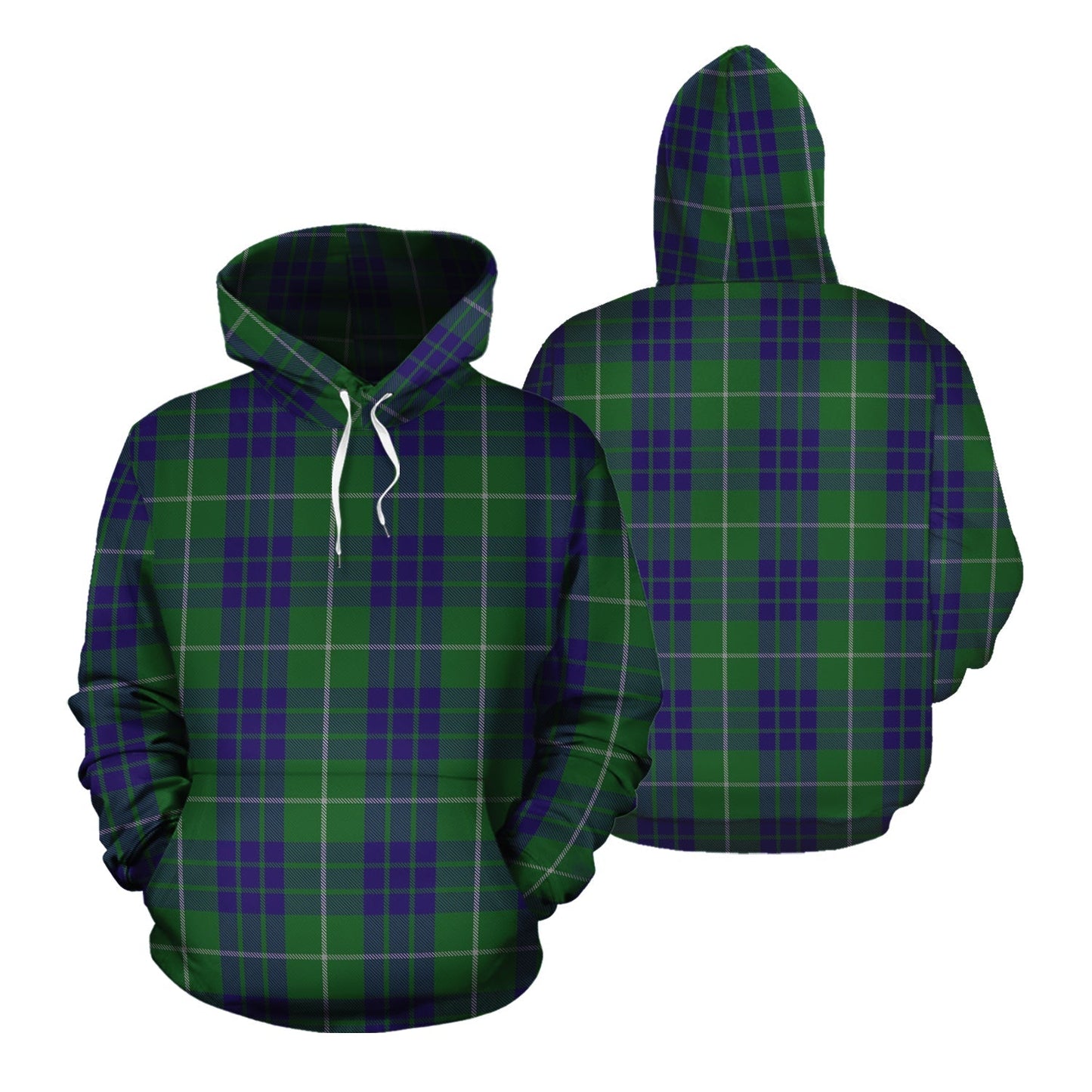 Printivon Hamilton Green Hunting Tartan Hoodie