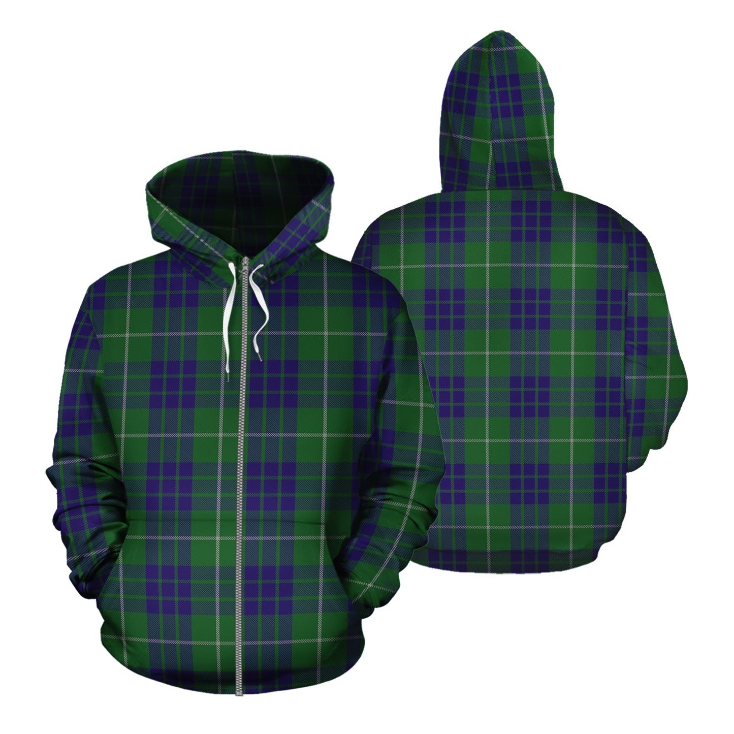 Printivon Hamilton Green Hunting Tartan Hoodie