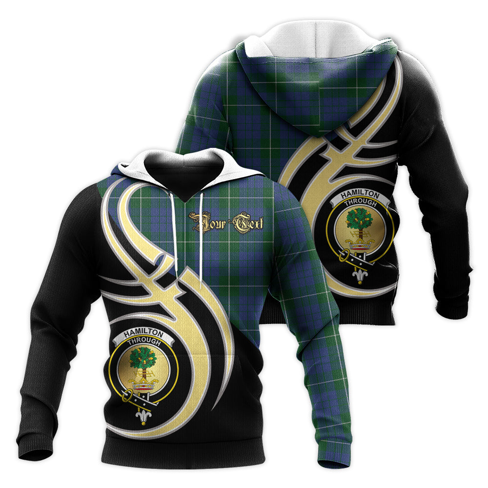 Printivon Hamilton Hunting Clan Believe In Me Crest Tartan Knitted Hoodie Custom Your Text