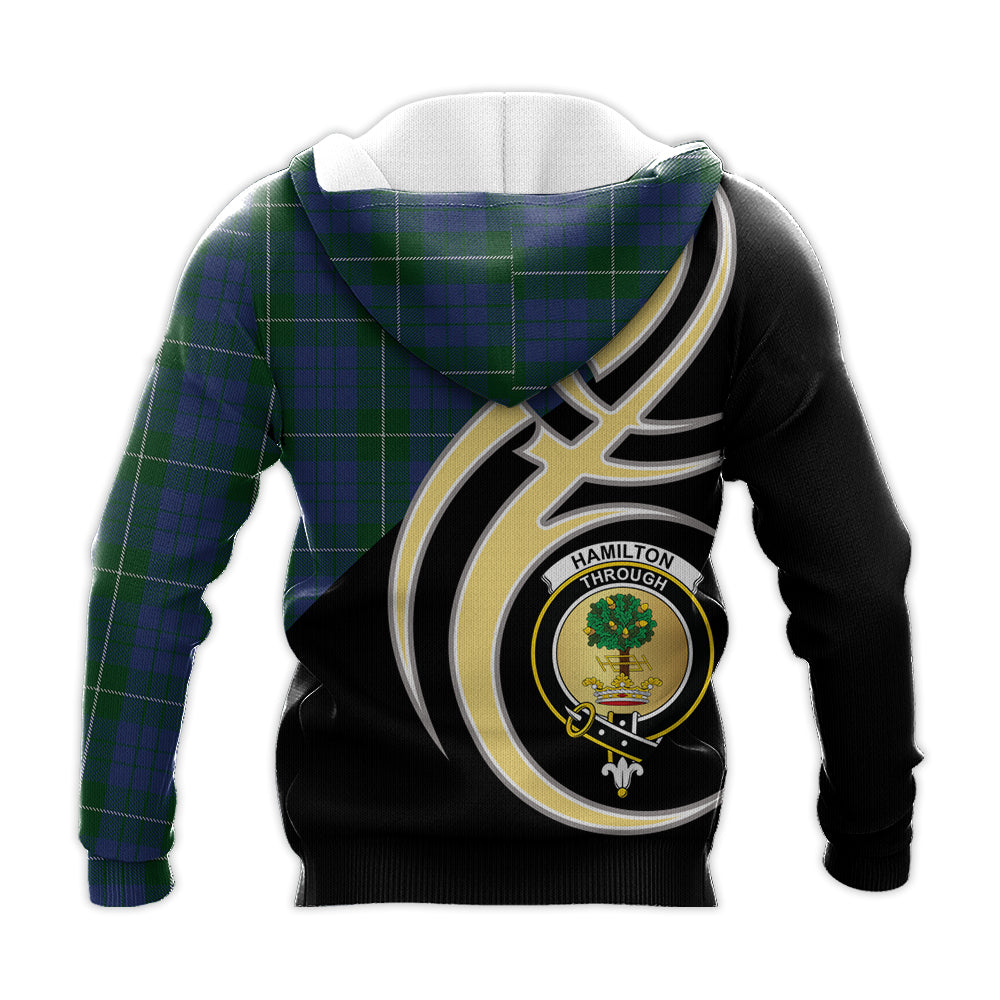 Printivon Hamilton Hunting Clan Believe In Me Crest Tartan Knitted Hoodie Custom Your Text