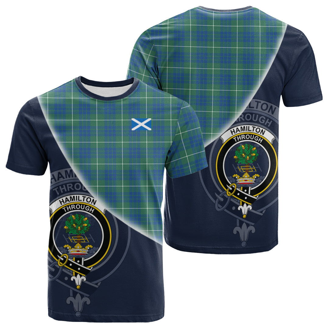 Printivon Hamilton Hunting Ancient Tartan Scottish Crest T Shirt