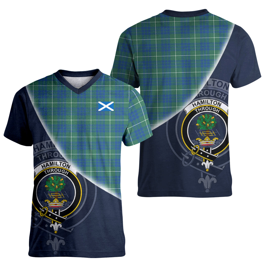 Printivon Hamilton Hunting Ancient Tartan Scottish Crest T Shirt
