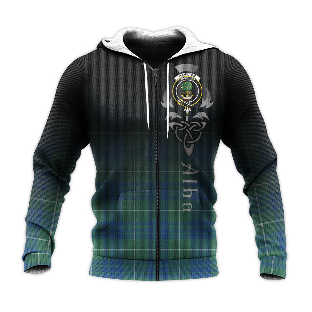 Printivon Hamilton Hunting Ancient Tartan Crest Alba Celtic Hoodie