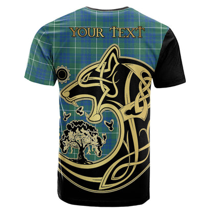 Printivon Hamilton Hunting Ancient Crest Celtic Wolf Tartan T Shirt Custom Your Text