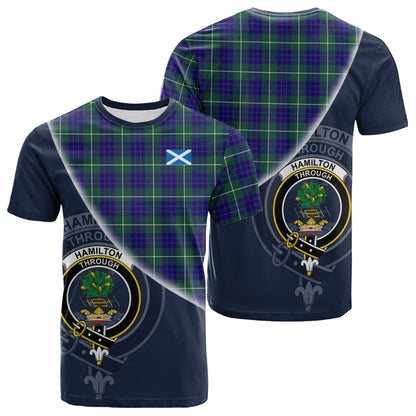 Printivon Hamilton Hunting Modern Tartan Scottish Crest T Shirt
