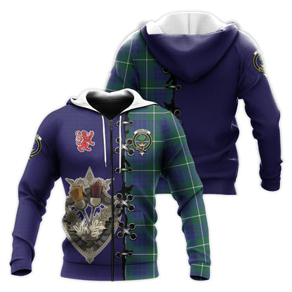 Printivon Hamilton Hunting Modern Tartan Hoodie Lion Rampant And Celtic Thistle Style