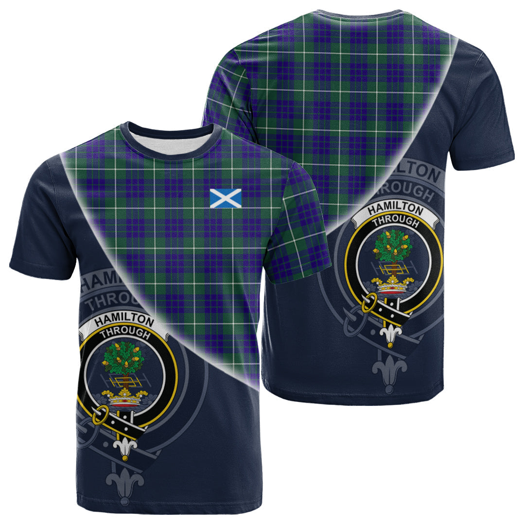 Printivon Hamilton Hunting Modern Tartan Scottish Crest T Shirt