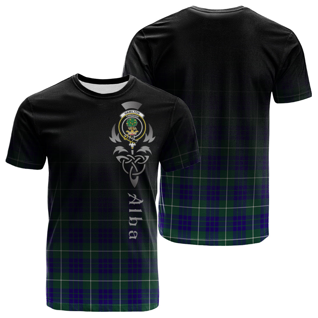 Printivon Hamilton Hunting Modern Tartan Crest Alba Celtic T Shirt