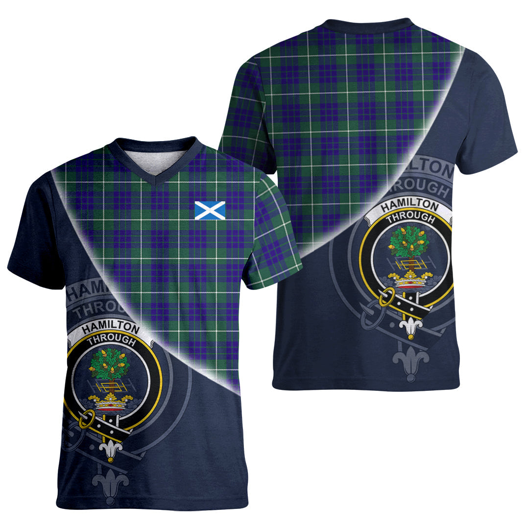 Printivon Hamilton Hunting Modern Tartan Scottish Crest T Shirt