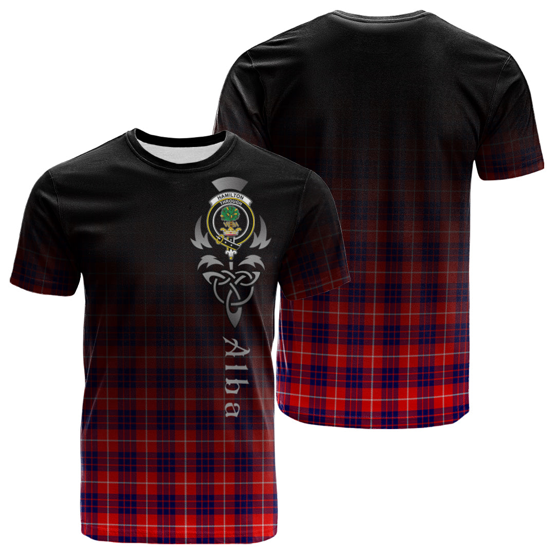 Printivon Hamilton Modern Tartan Crest Alba Celtic T Shirt