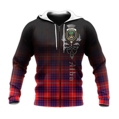 Printivon Hamilton Modern Tartan Crest Alba Celtic Hoodie