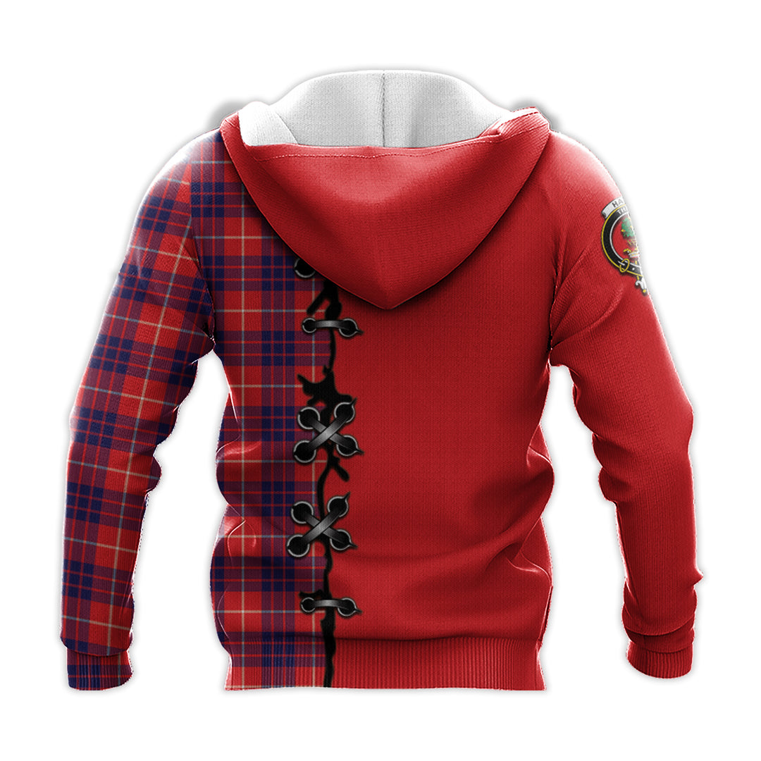 Printivon Hamilton Modern Tartan Hoodie Lion Rampant And Celtic Thistle Style