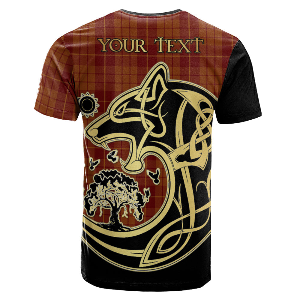 Printivon Hamilton Red Crest Celtic Wolf Tartan T Shirt Custom Your Text