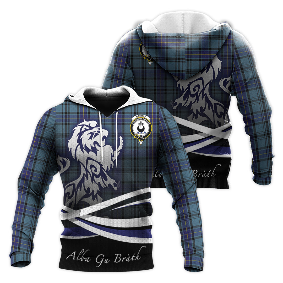 Printivon Hannay Blue Tartan Scottish Lion Hoodie
