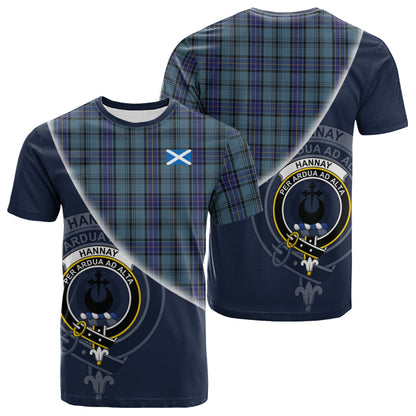 Printivon Hannay Blue Tartan Scottish Crest T Shirt