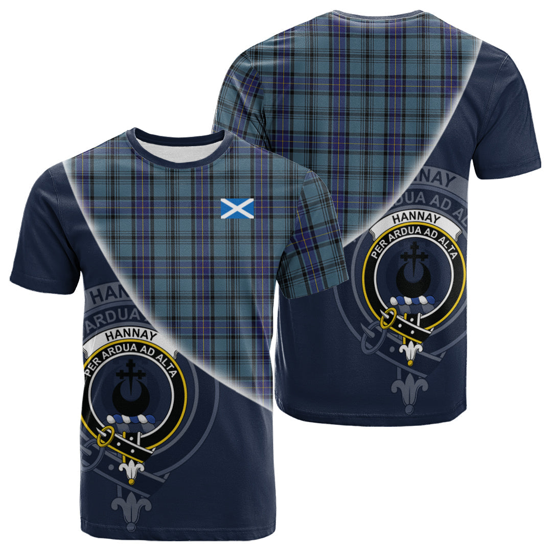Printivon Hannay Blue Tartan Scottish Crest T Shirt