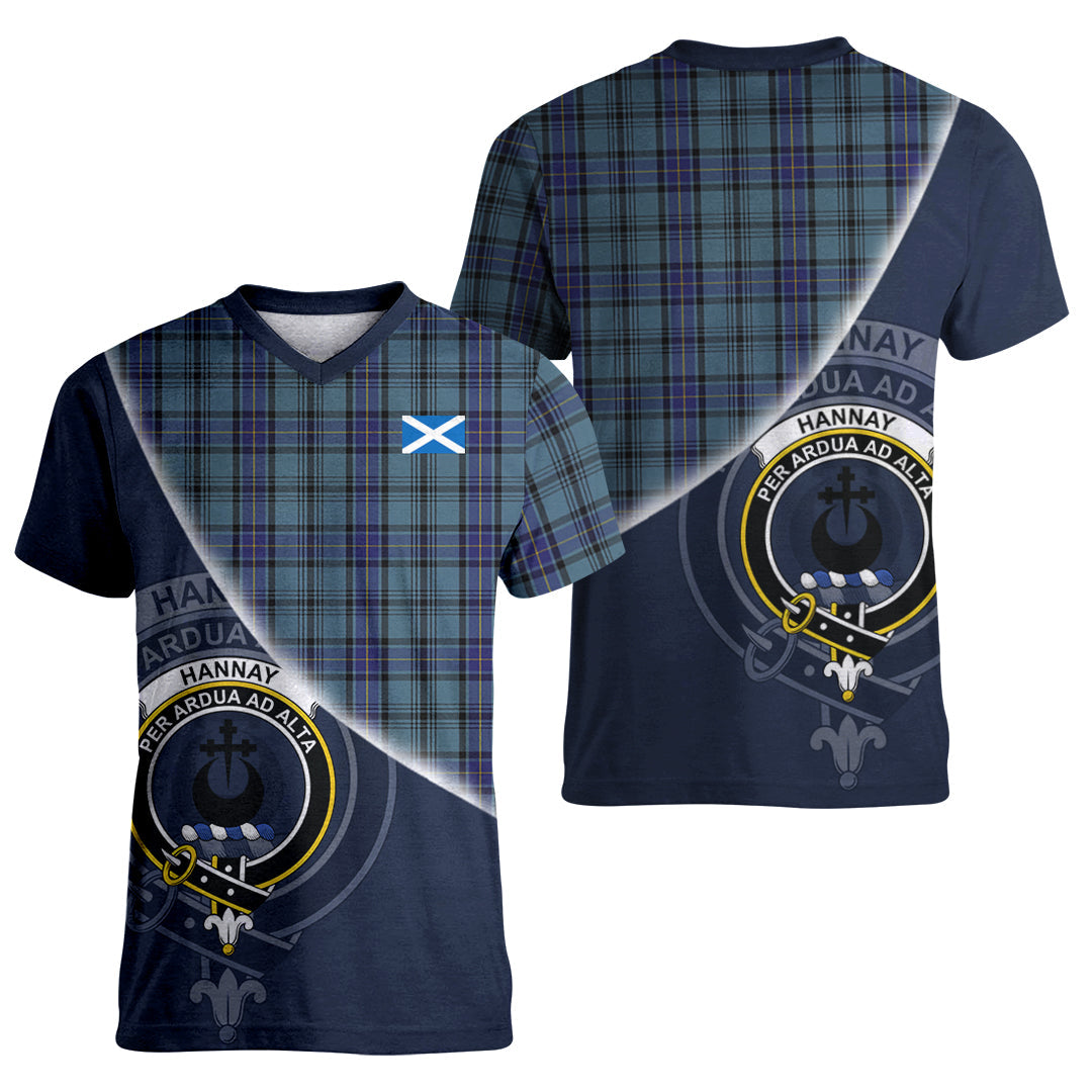 Printivon Hannay Blue Tartan Scottish Crest T Shirt