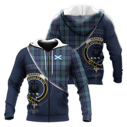 Printivon Hannay Blue Tartan Scottish Crest Hoodie