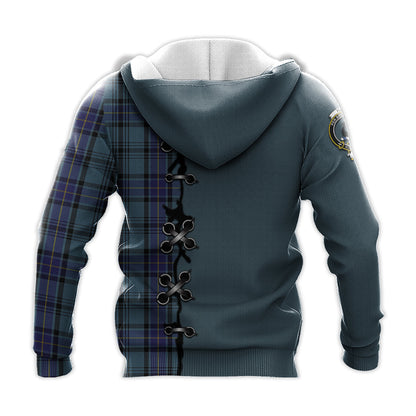 Printivon Hannay Blue Tartan Hoodie Lion Rampant And Celtic Thistle Style