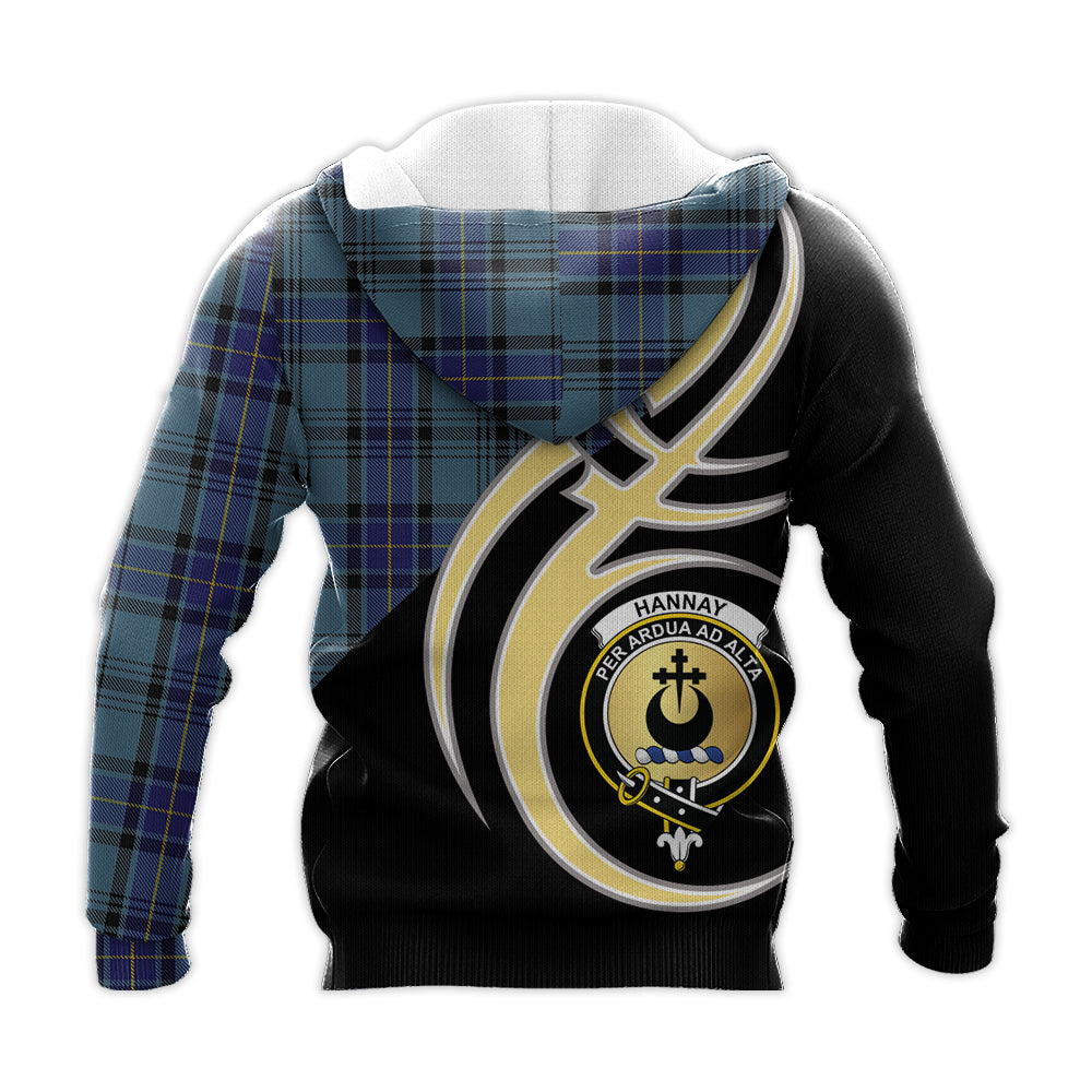 Printivon Hannay Blue Clan Believe In Me Crest Tartan Knitted Hoodie Custom Your Text