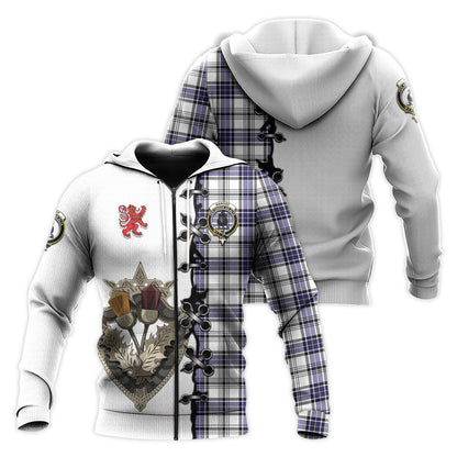 Printivon Hannay Modern Tartan Hoodie Lion Rampant And Celtic Thistle Style