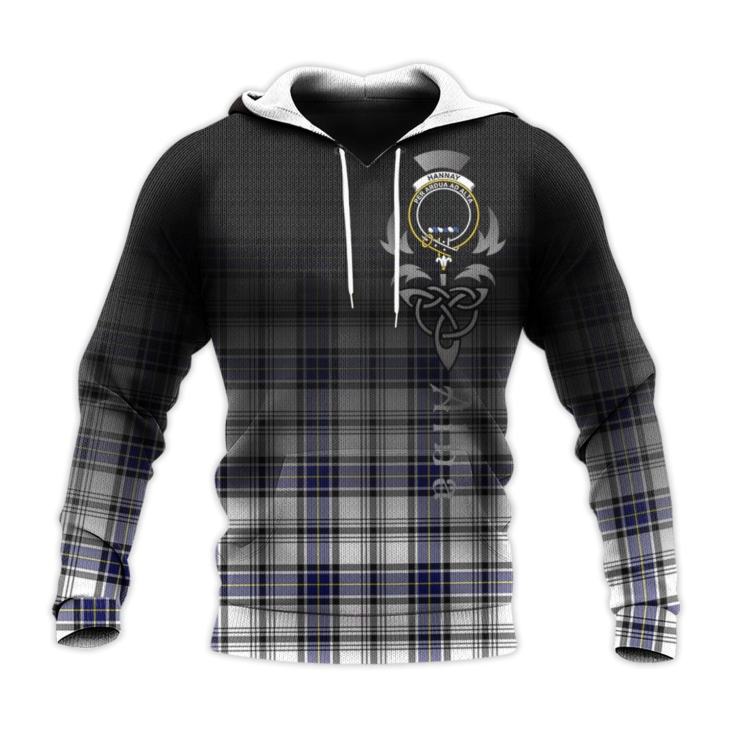 Printivon Hannay Modern Tartan Crest Alba Celtic Hoodie