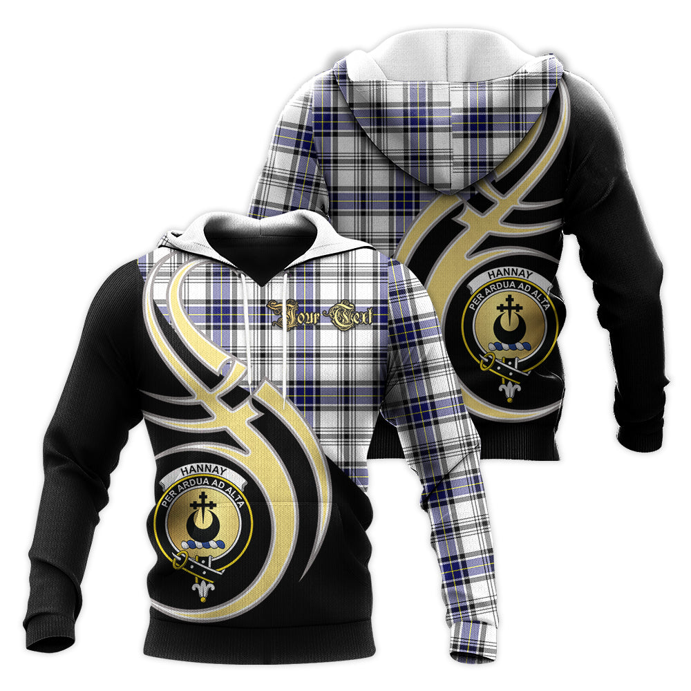 Printivon Hannay Modern Clan Believe In Me Crest Tartan Knitted Hoodie Custom Your Text