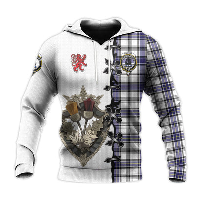 Printivon Hannay Modern Tartan Hoodie Lion Rampant And Celtic Thistle Style