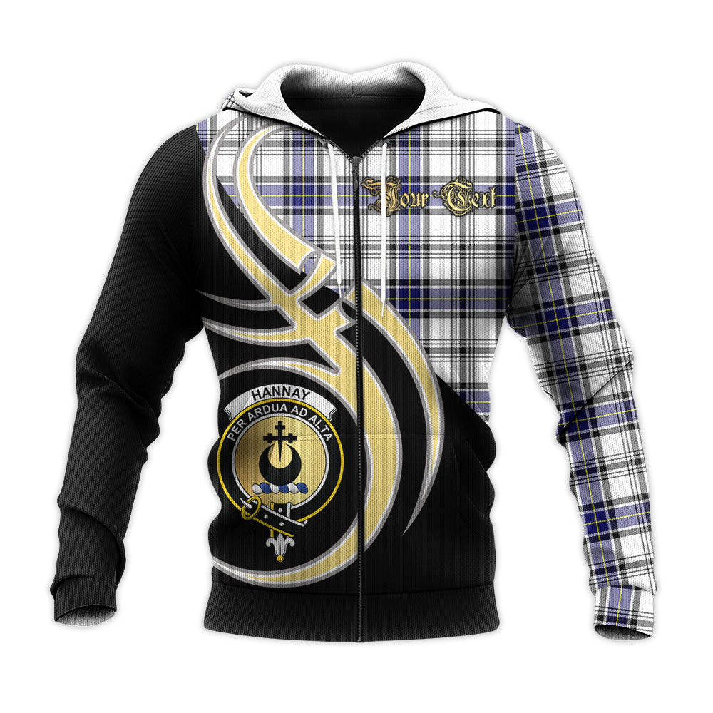 Printivon Hannay Modern Clan Believe In Me Crest Tartan Knitted Hoodie Custom Your Text