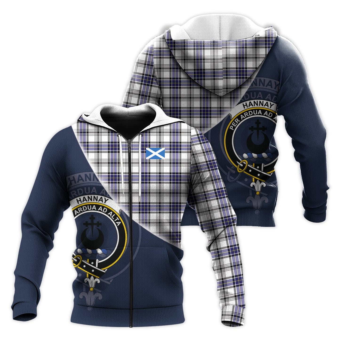 Printivon Hannay Modern Tartan Scottish Crest Hoodie