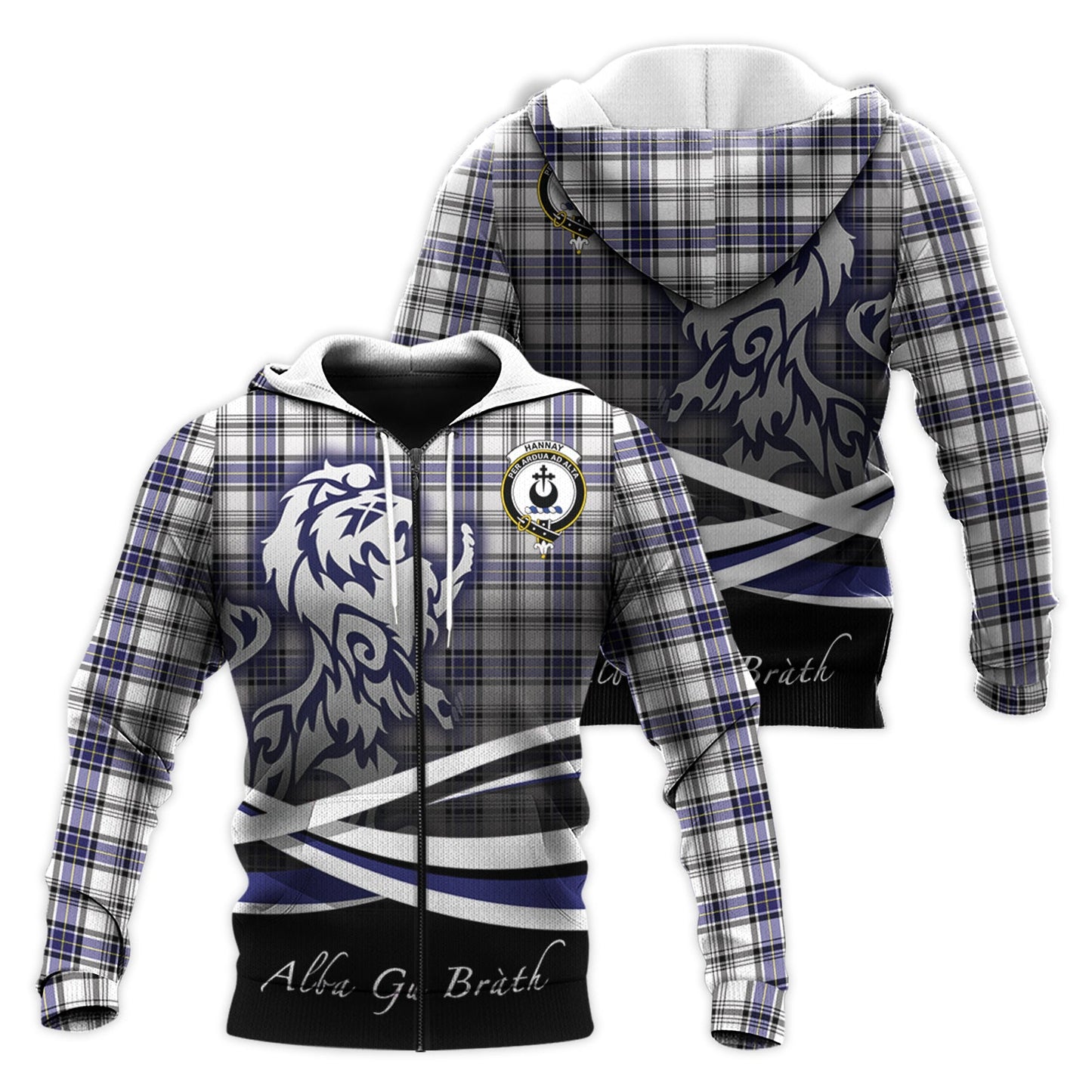 Printivon Hannay Modern Tartan Scottish Lion Hoodie