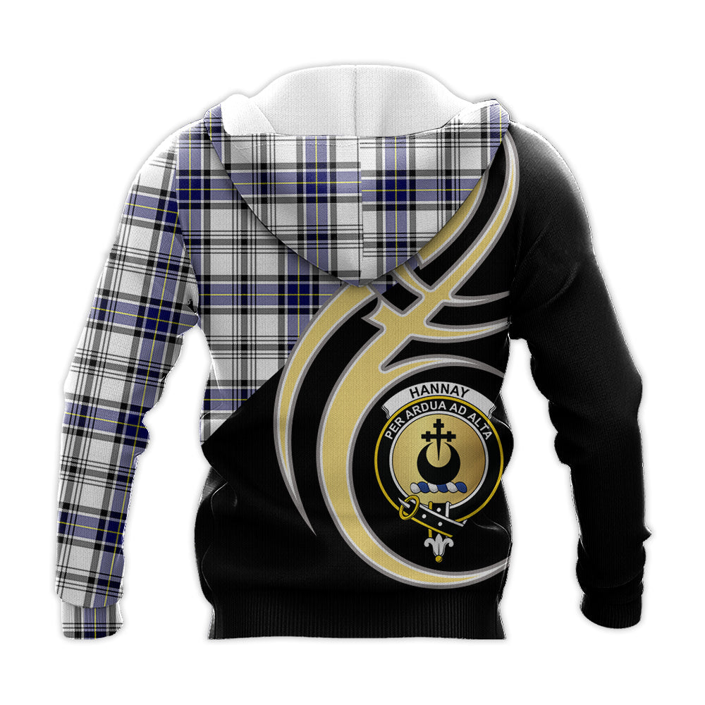 Printivon Hannay Modern Clan Believe In Me Crest Tartan Knitted Hoodie Custom Your Text