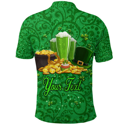 Custom Ireland Polo Shirt Happy Saint Patricks Day With Shamrock