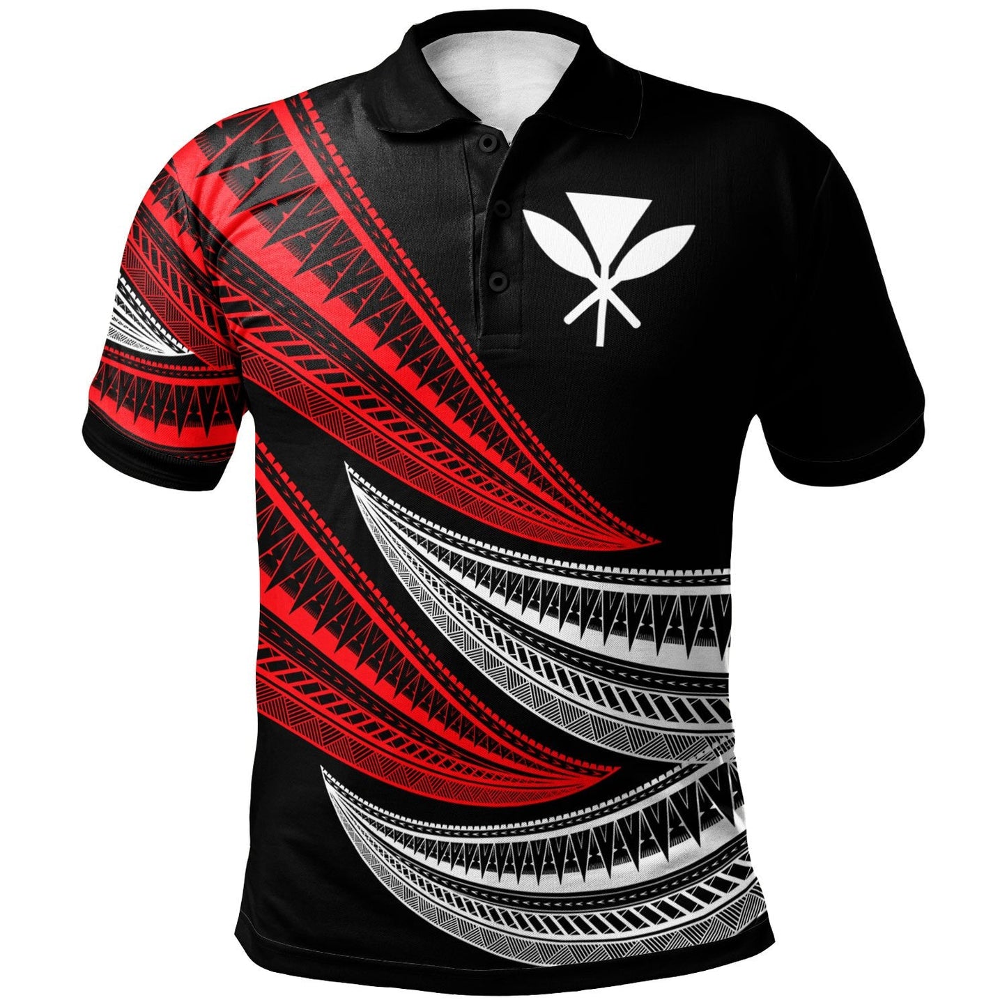 Hawaii Custom Personalised Polo Shirt - Wave Pattern Alternating Red Color