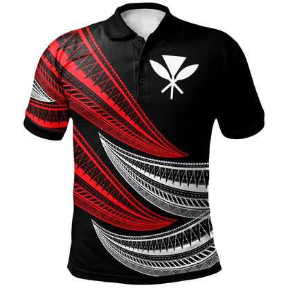 Hawaii Custom Personalised Polo Shirt - Wave Pattern Alternating Red Color
