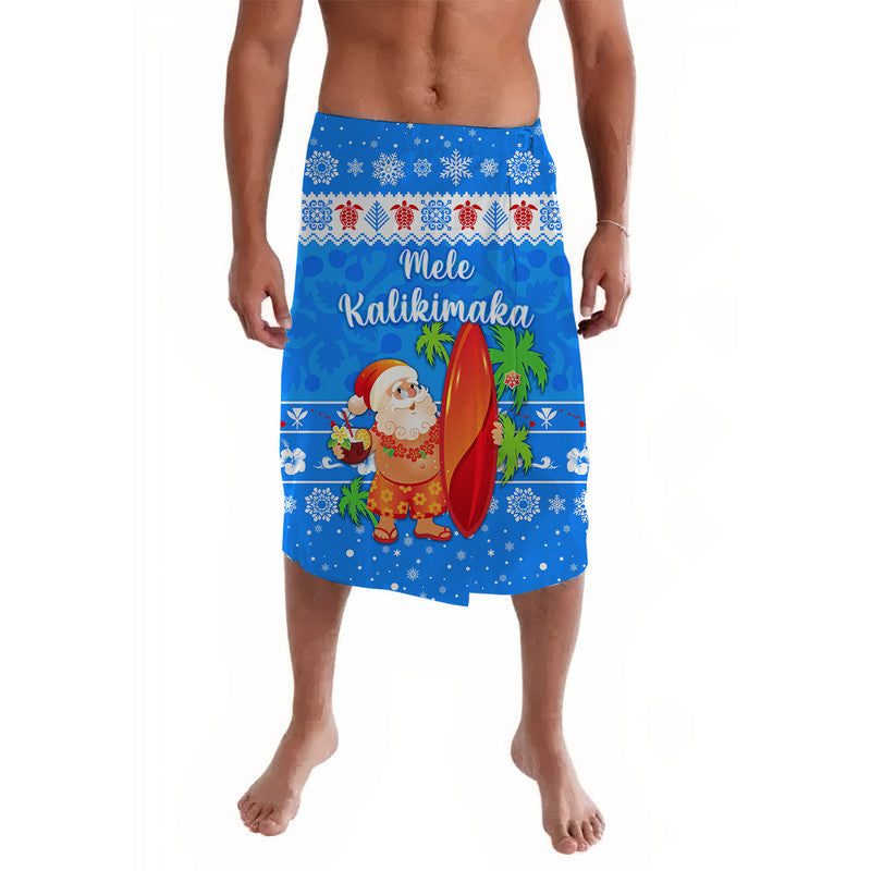 Hawaii Christmas Lavalava Santa Claus Surfing Simple Style - Blue